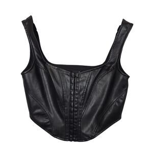 Windsor Women's Faux Leather Corset Top Sz Medium Black Punk Bikercore